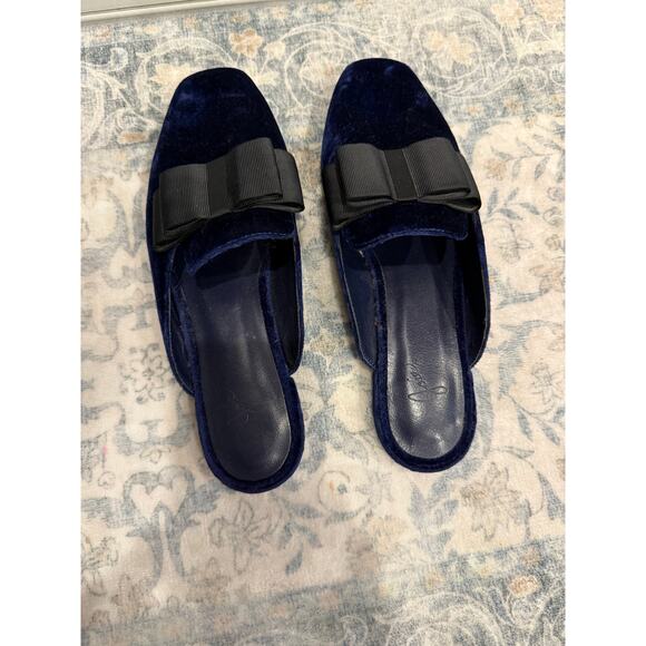 Joie Crushed Blue Velvet Mules Size 6 - Picture 4 of 7